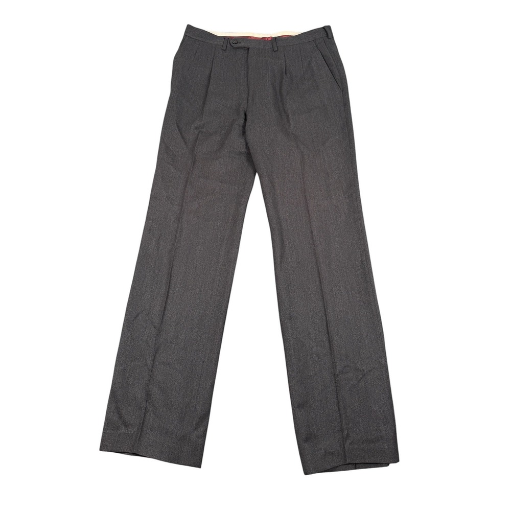 VTG Canali Trousers Rockabilly Mens Size 34X33 Gray Pleated Wool Made in Italy